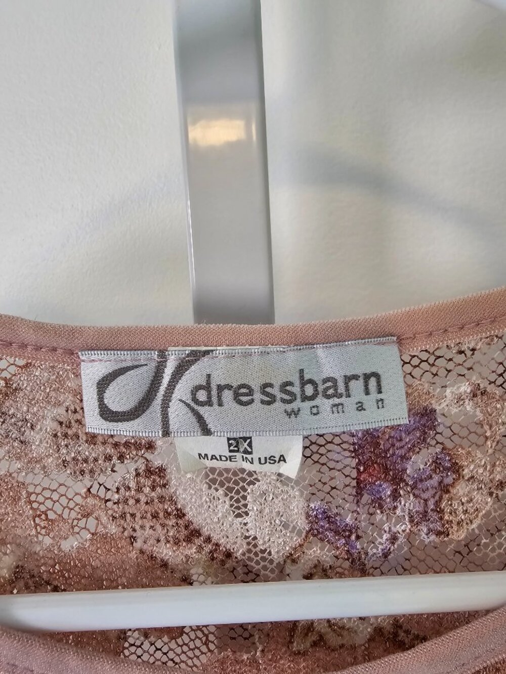 Vintage Dressbarn Blouse Lace Sheer Whimsical Floral Pink Purple 2XL - Picture 5 of 7